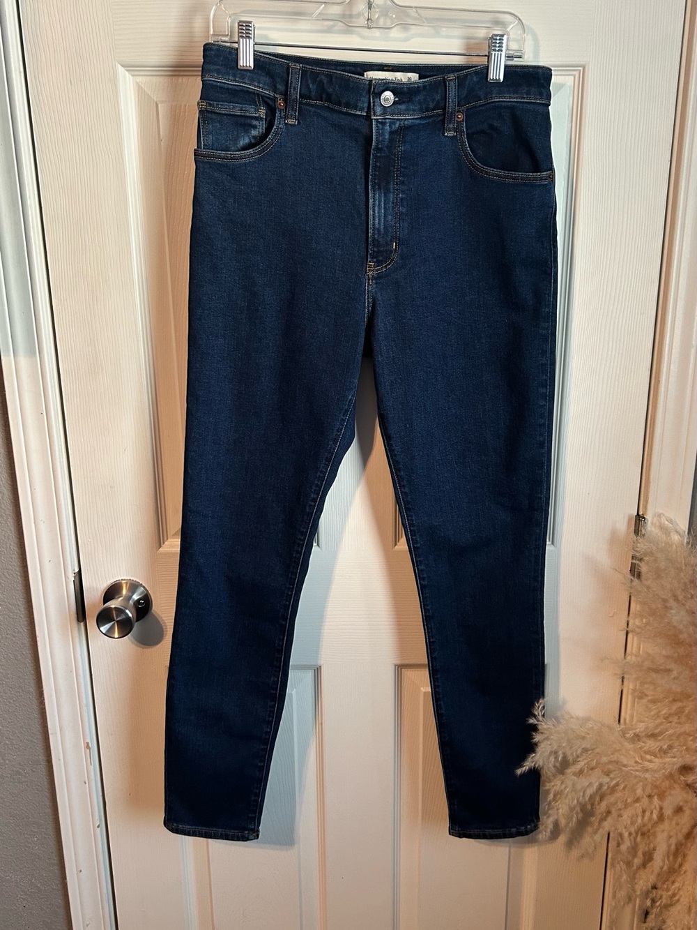 Abercrombie & Fitch Dark Blue High-Rise Super Skinny Ankle Jeans